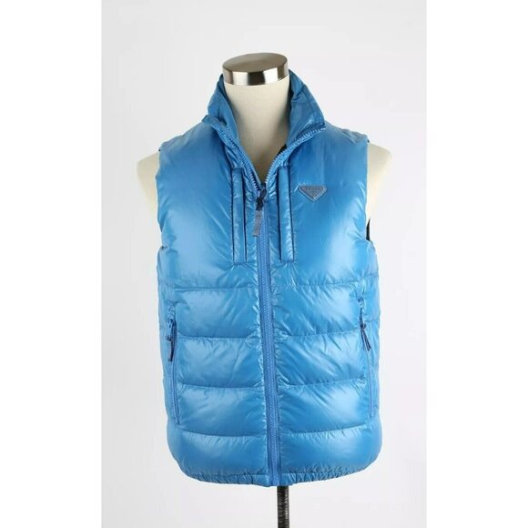 $2250 Prada Down Puffer Vest SZ 48/38 Electric Blue NWT
